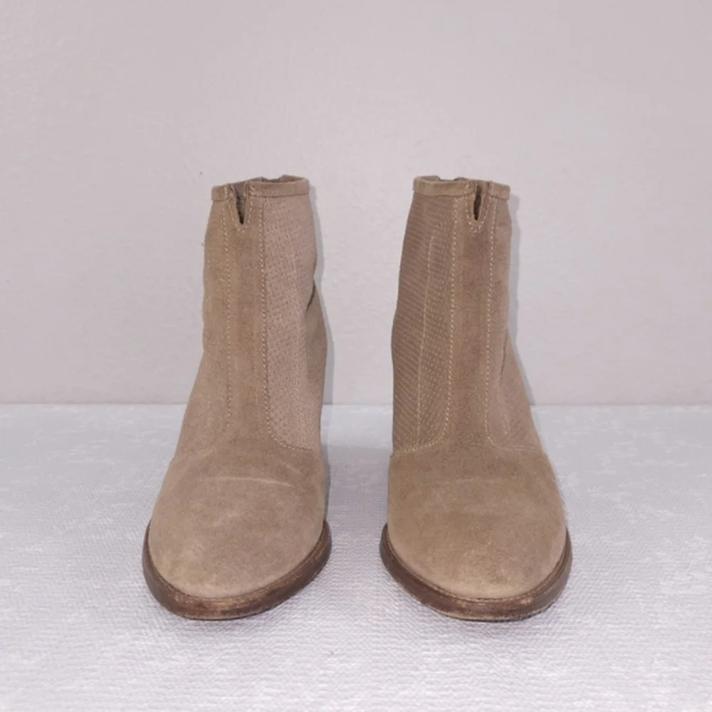 AQUATALIA Faris Perforated Suede Booties US 7 Heeled Ankle Boots